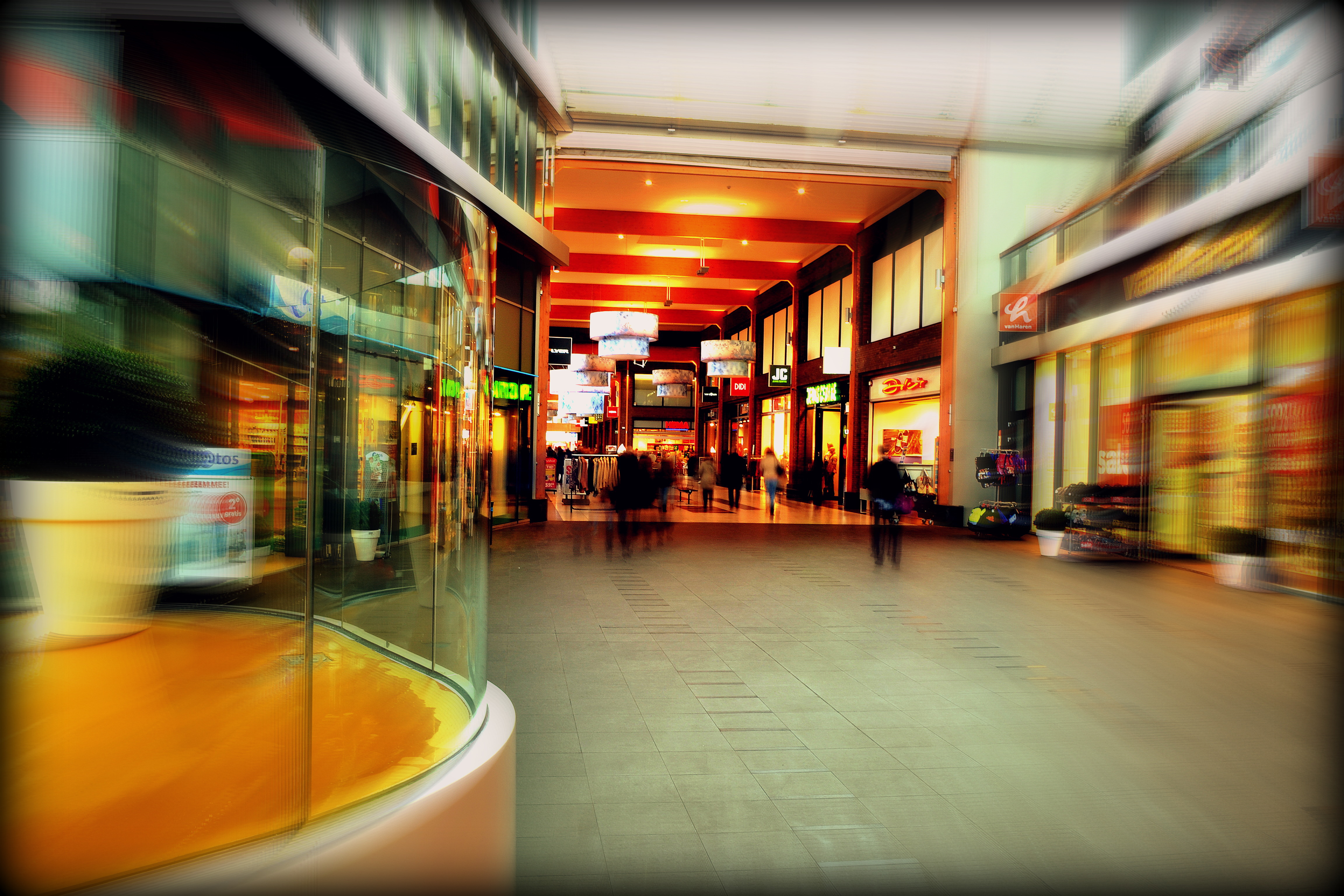 Interior of a shopping mall.